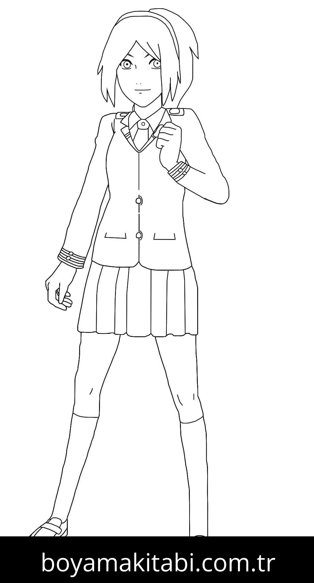Sakura Haruno boyama sayfası – el becerilerini geliştirir, boyama çalışması