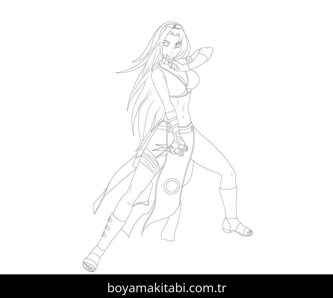 Sakura Haruno boyama sayfası – keyifli zaman, renkli çizimler