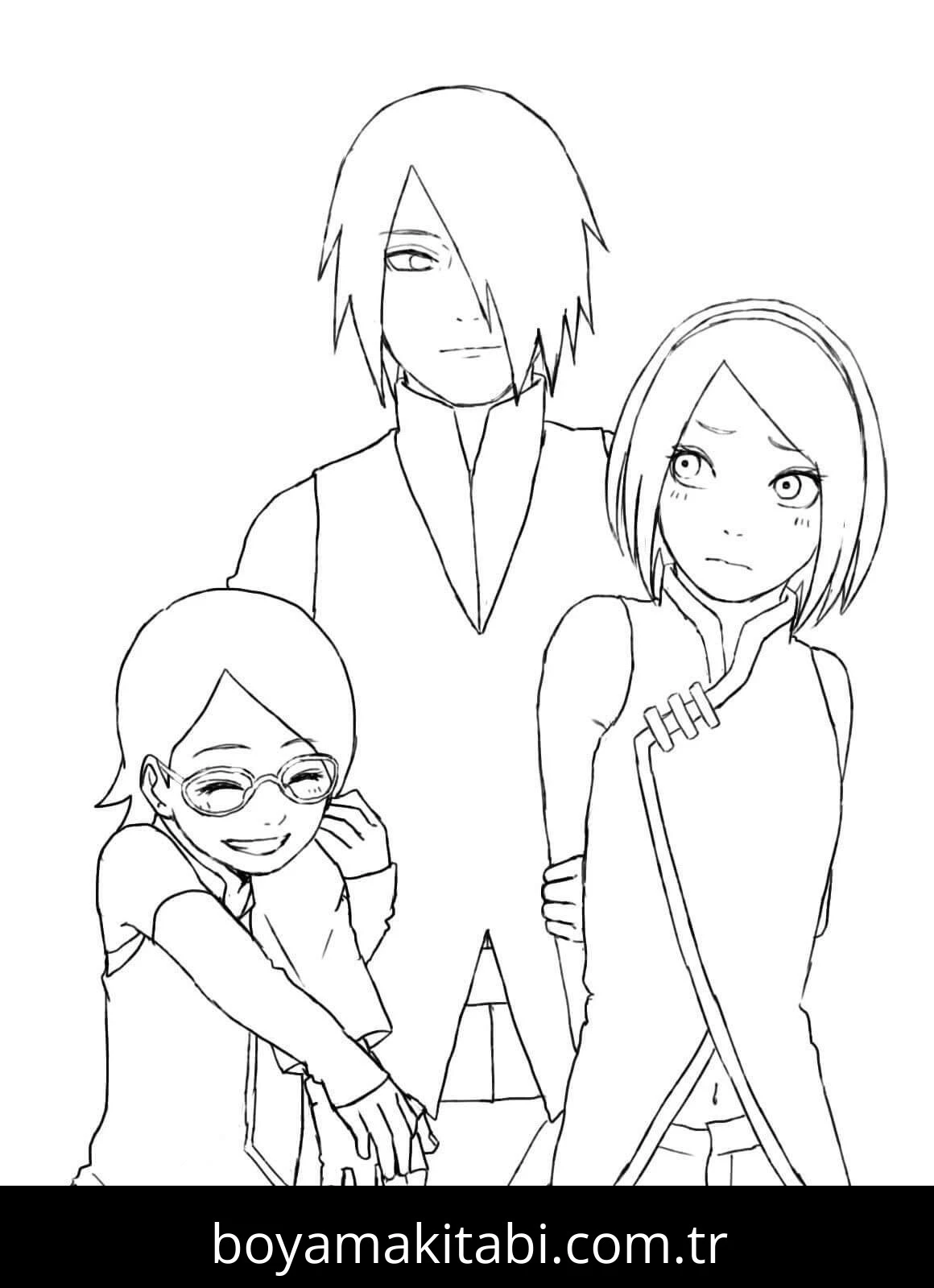 Sakura Haruno boyama sayfası – basit çizim, kolay boyama
