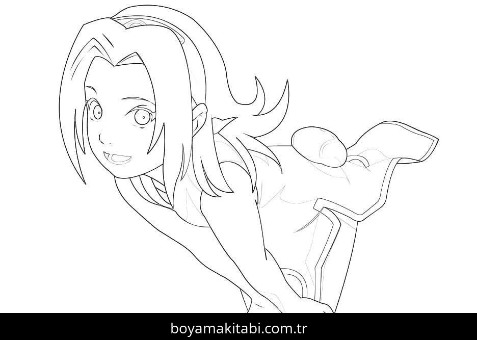 Sakura Haruno boyama sayfası – boyama çalışması, yaratıcılığı geliştirir