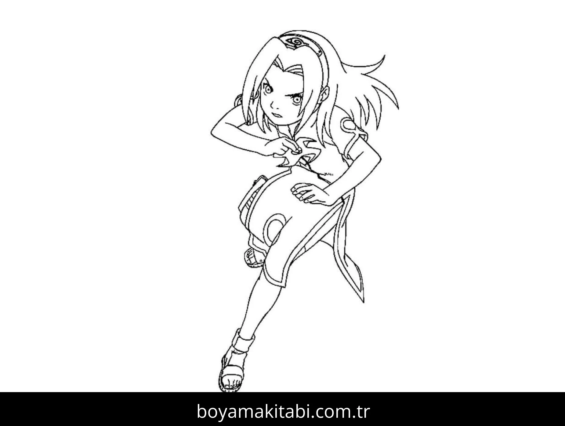 Sakura Haruno boyama sayfası – renkli çizimler, okul öncesi