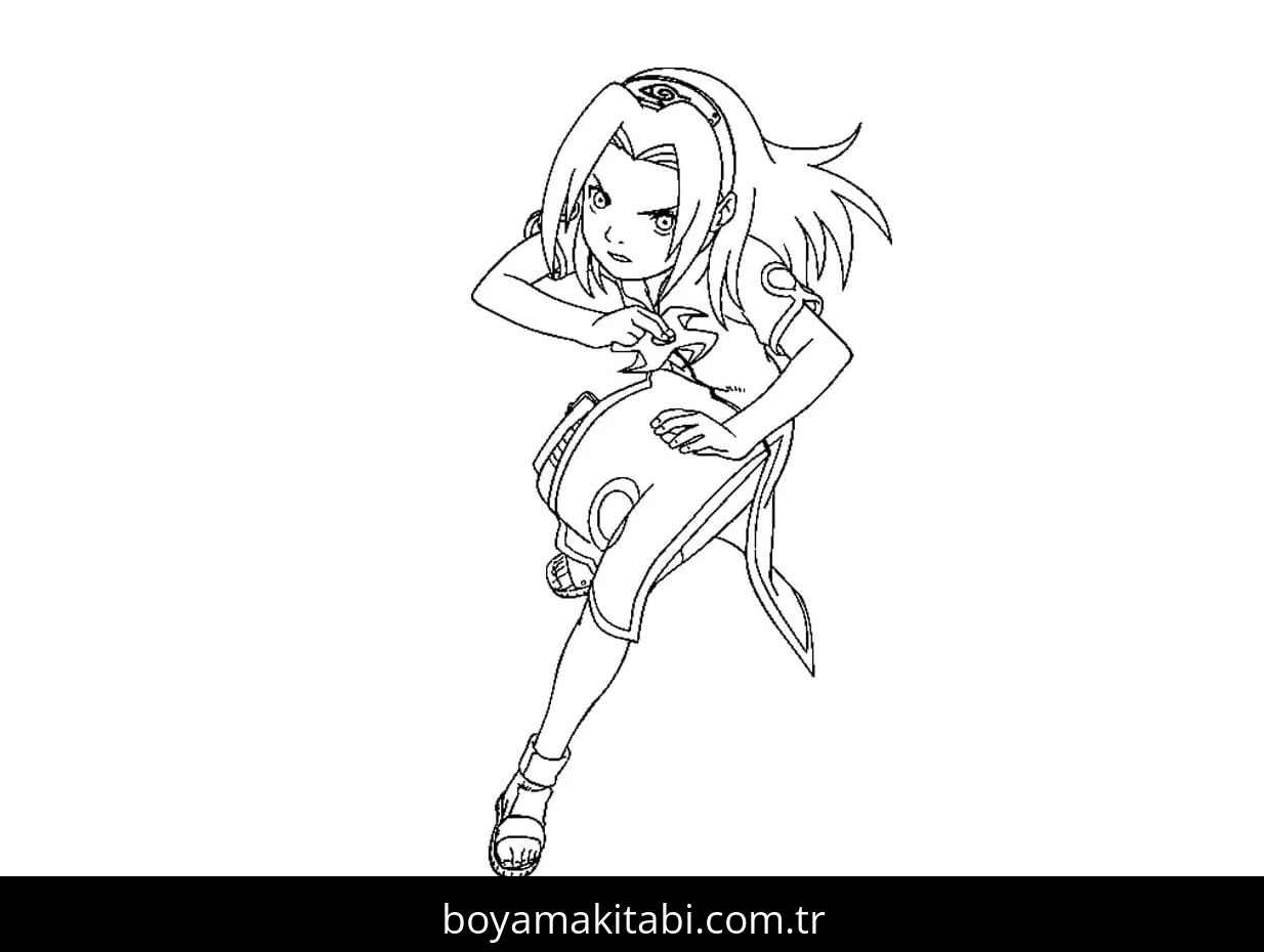 Sakura Haruno boyama sayfası – kolay boyama, eğitici aktivite