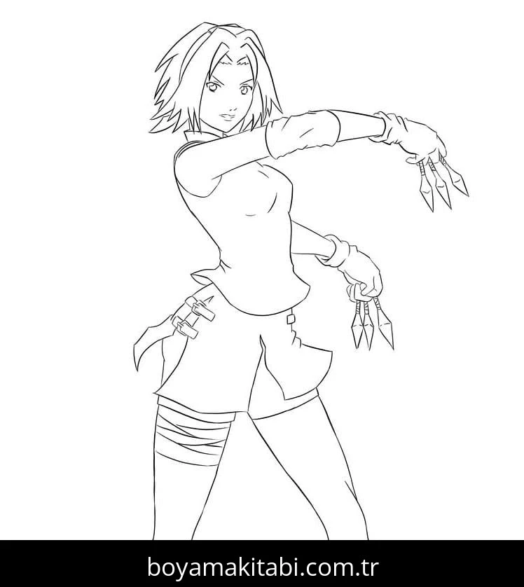Sakura Haruno boyama sayfası – eğlenceli etkinlik, el becerilerini geliştirir