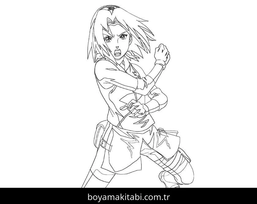Sakura Haruno boyama sayfası – yaratıcılığı geliştirir, keyifli zaman