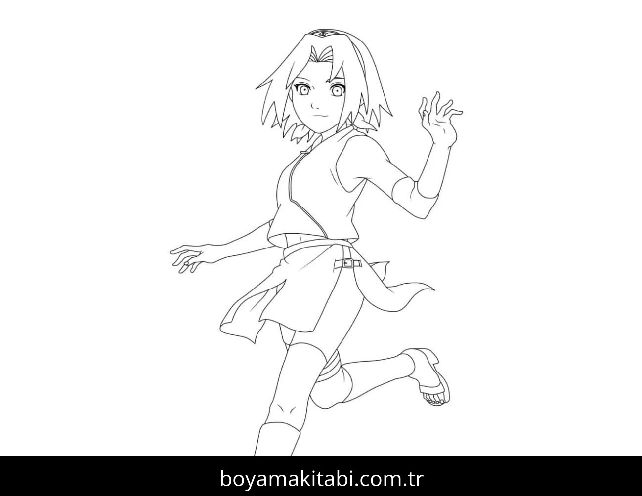 Sakura Haruno boyama sayfası – çizgi film temalı, basit çizim