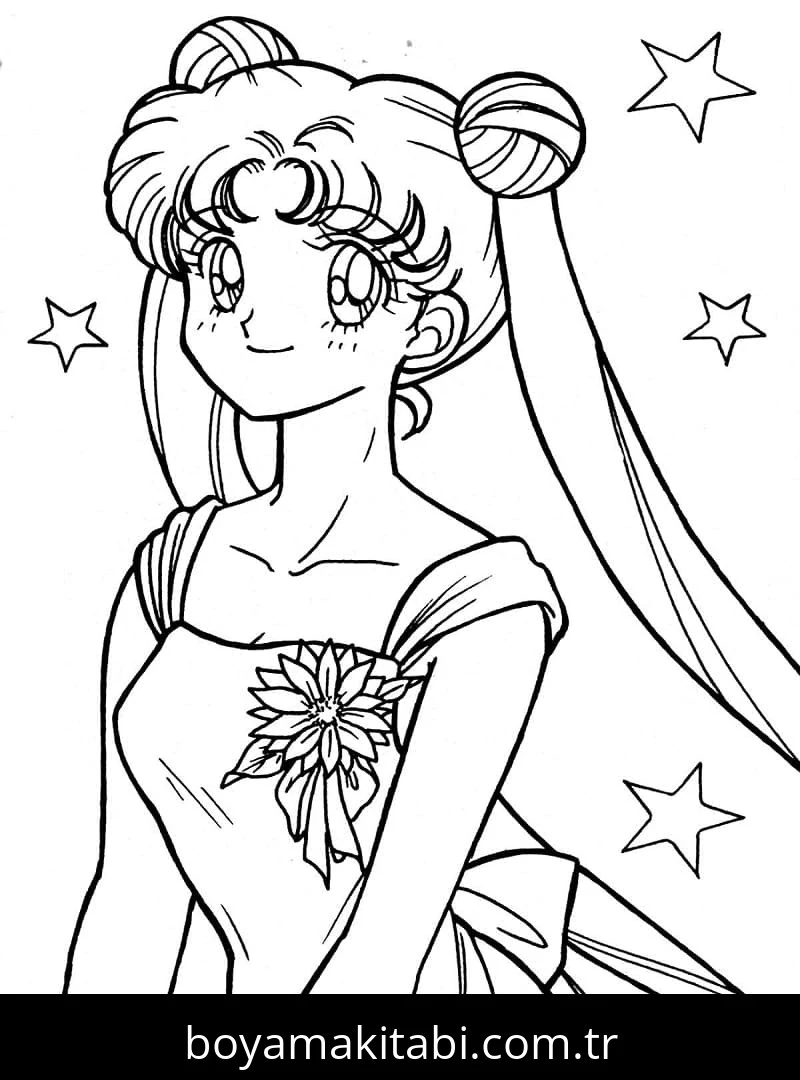 Sailor Moon boyama sayfası #51 – basit çizim, yaz tatili etkinliği