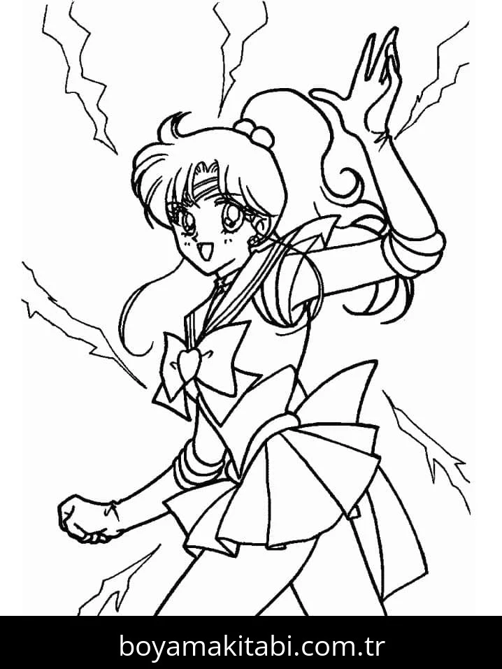 Sailor Moon boyama sayfası #109 – mürekkep tasarrufu sağlar, PDF indir