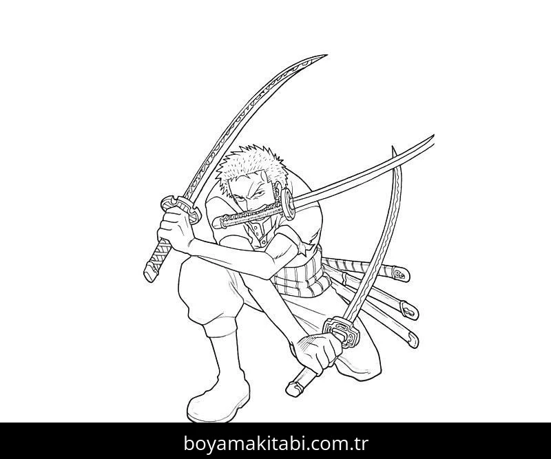Roronoa Zoro boyama sayfası #30 – eğlenceli etkinlik, el becerilerini geliştirir