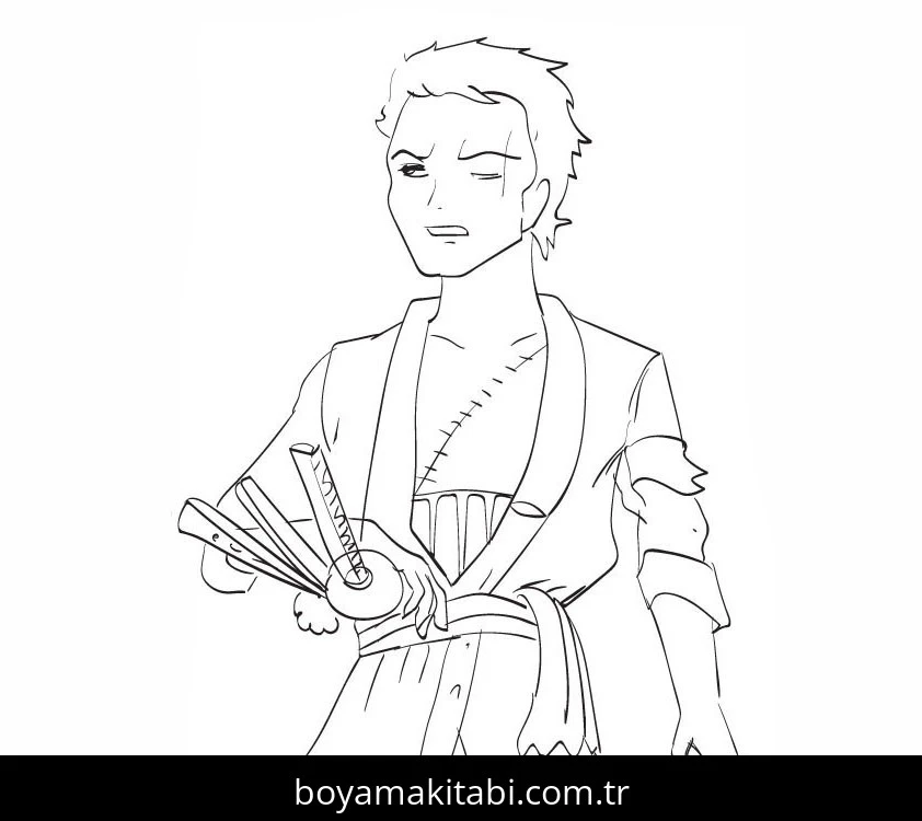 Roronoa Zoro boyama sayfası #37 – el becerilerini geliştirir, boyama çalışması