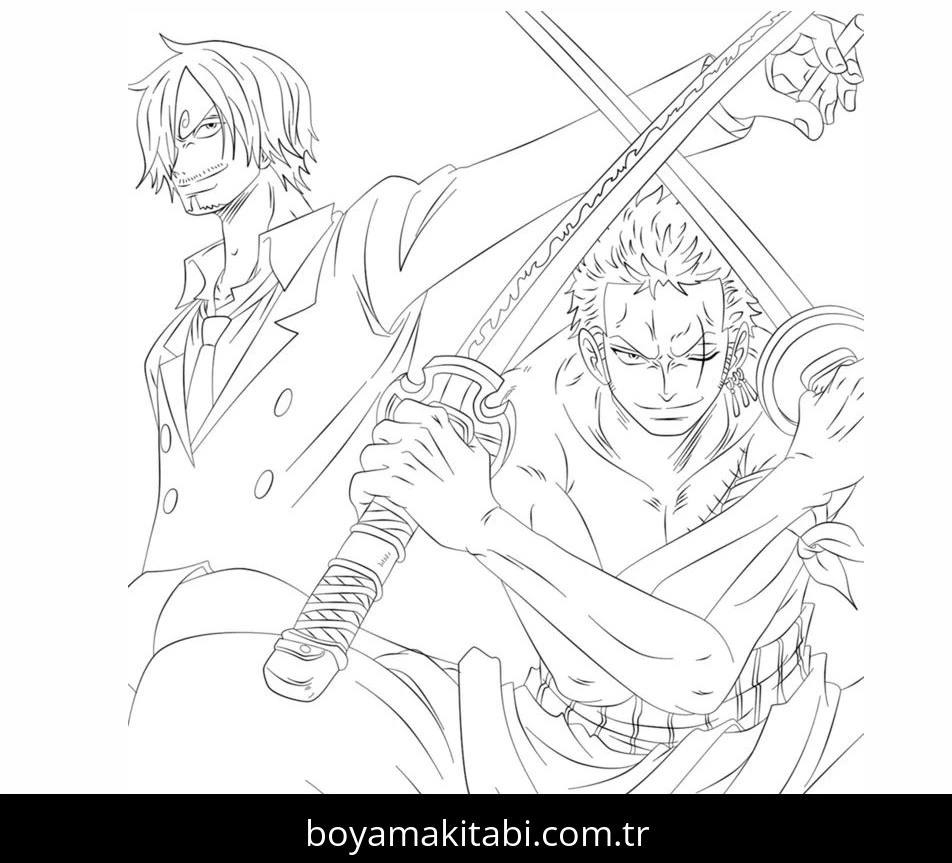 Roronoa Zoro boyama sayfası – PDF indir, sevimli karakter