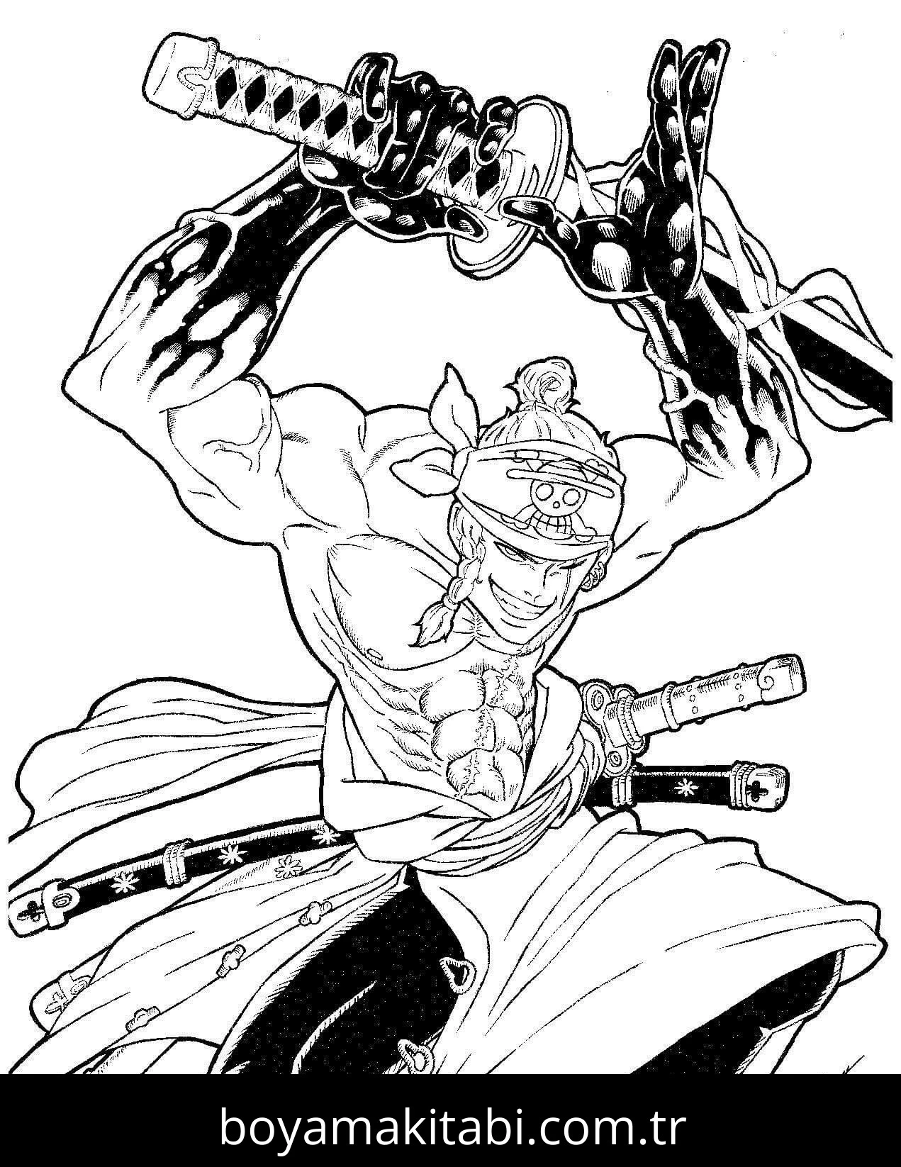 Roronoa Zoro boyama sayfası – eğlenceli etkinlik, el becerilerini geliştirir