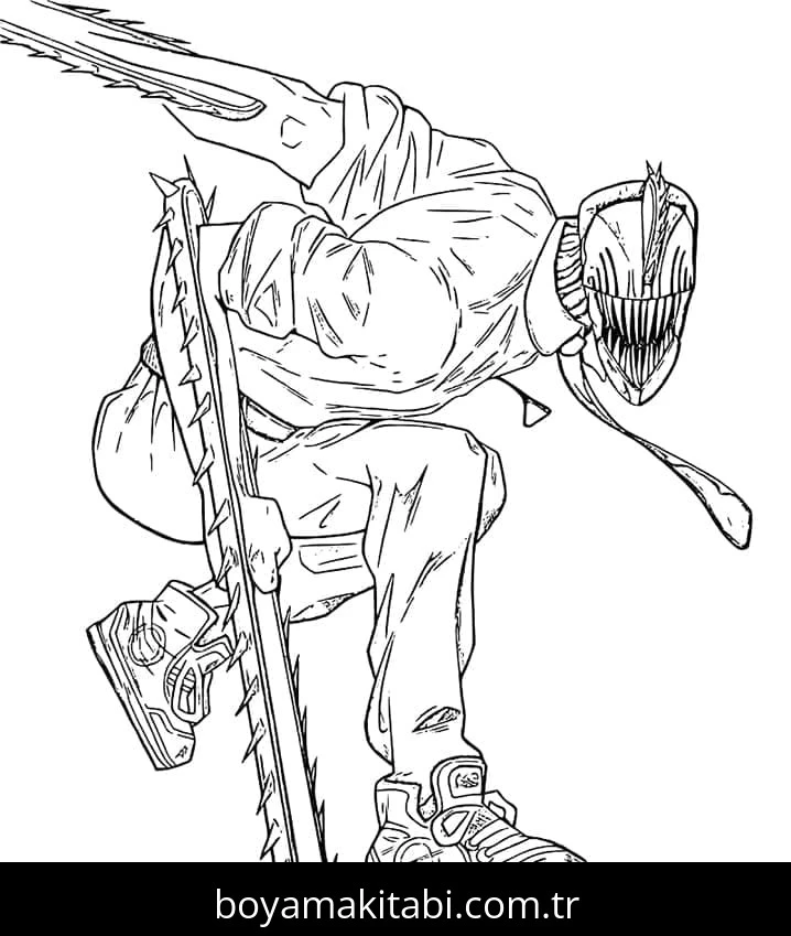 Chainsaw Man boyama sayfası – kolay boyama, eğitici aktivite
