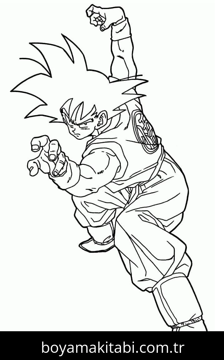 Son Goku boyama sayfası – kolay boyama, eğitici aktivite