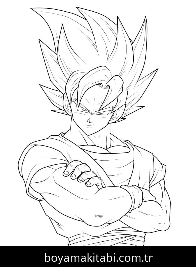 Son Goku boyama sayfası – eğlenceli etkinlik, el becerilerini geliştirir