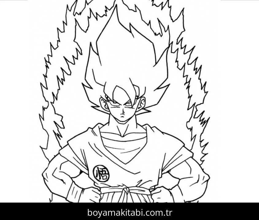 Son Goku boyama sayfası – boyama etkinliği, çocuk aktivitesi