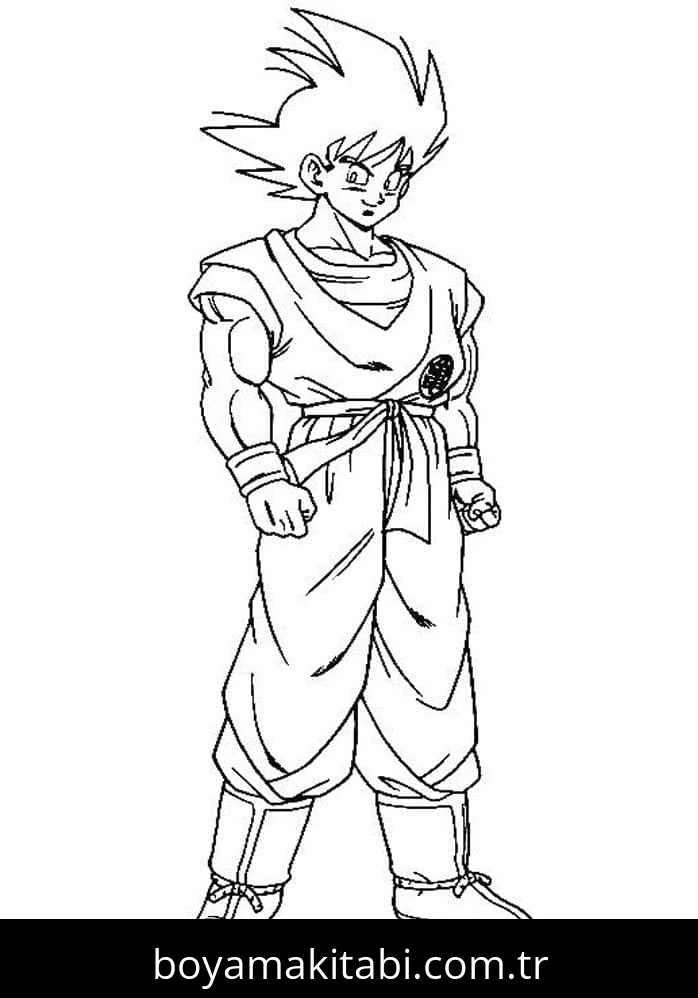 Son Goku boyama sayfası – sevimli karakter, sanatsal çalışma