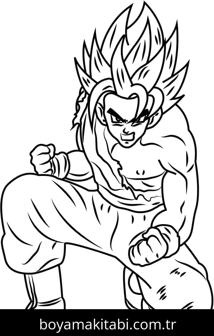 Son Goku boyama sayfası – çizgi film temalı, basit çizim