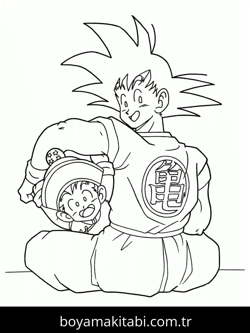 Son Goku boyama sayfası – sevimli karakter, sanatsal çalışma