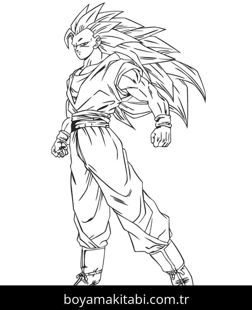 Son Goku boyama sayfası – evde etkinlik, ücretsiz yazdır
