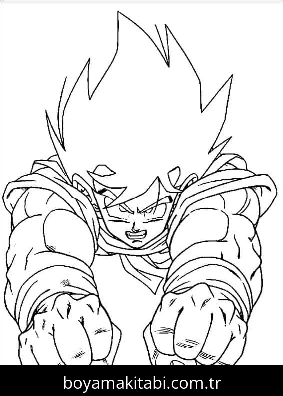 Son Goku boyama sayfası – kolay boyama, eğitici aktivite
