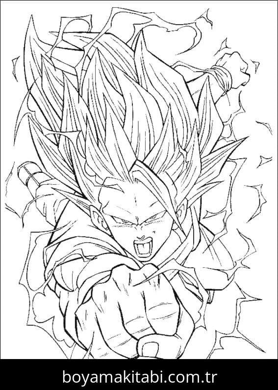 Son Goku boyama sayfası – eğlenceli etkinlik, el becerilerini geliştirir