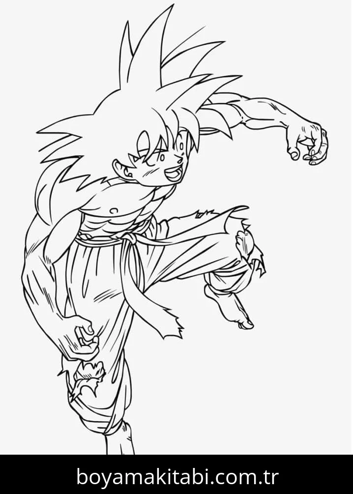 Son Goku boyama sayfası – el becerilerini geliştirir, boyama çalışması