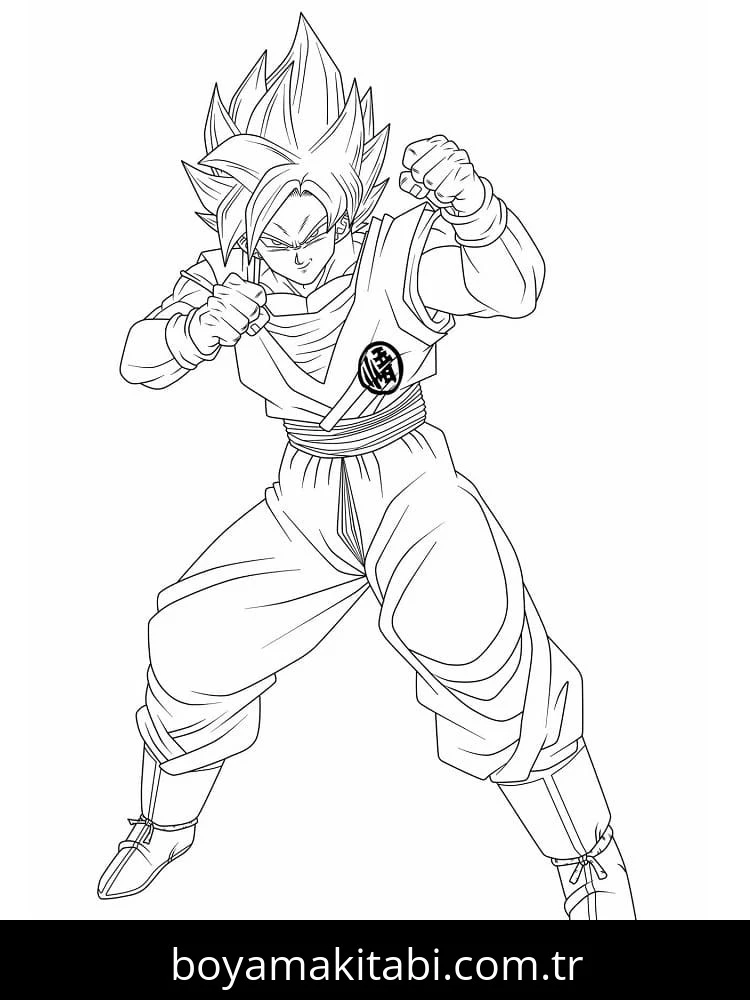 Son Goku boyama sayfası – basit çizim, kolay boyama