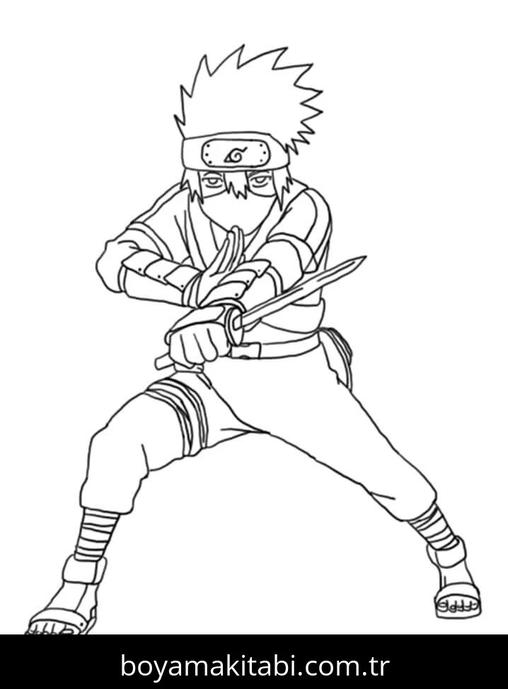 Kakashi Hatake boyama sayfası – eğlenceli etkinlik, el becerilerini geliştirir