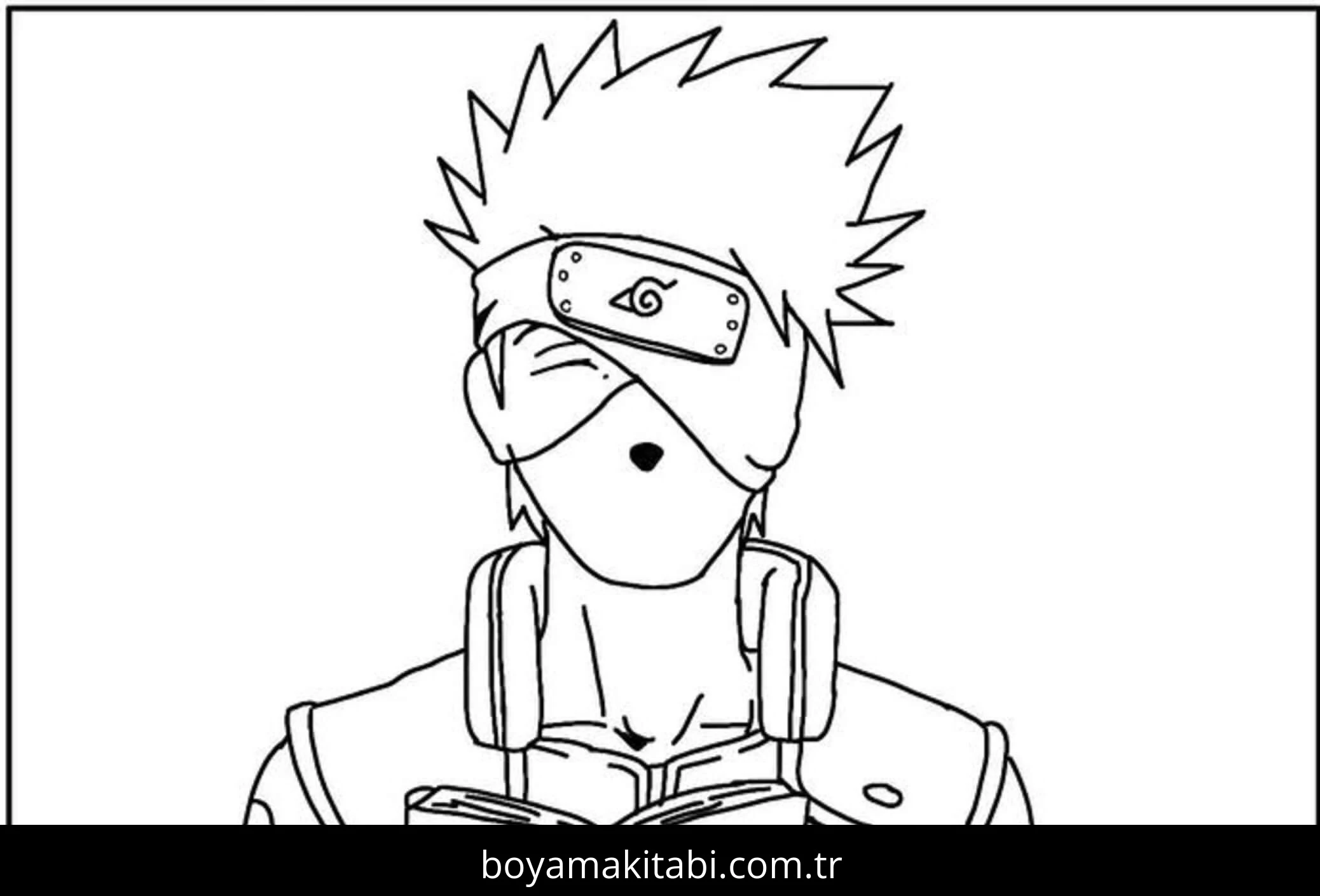 Kakashi Hatake boyama sayfası – sevimli karakter, sanatsal çalışma