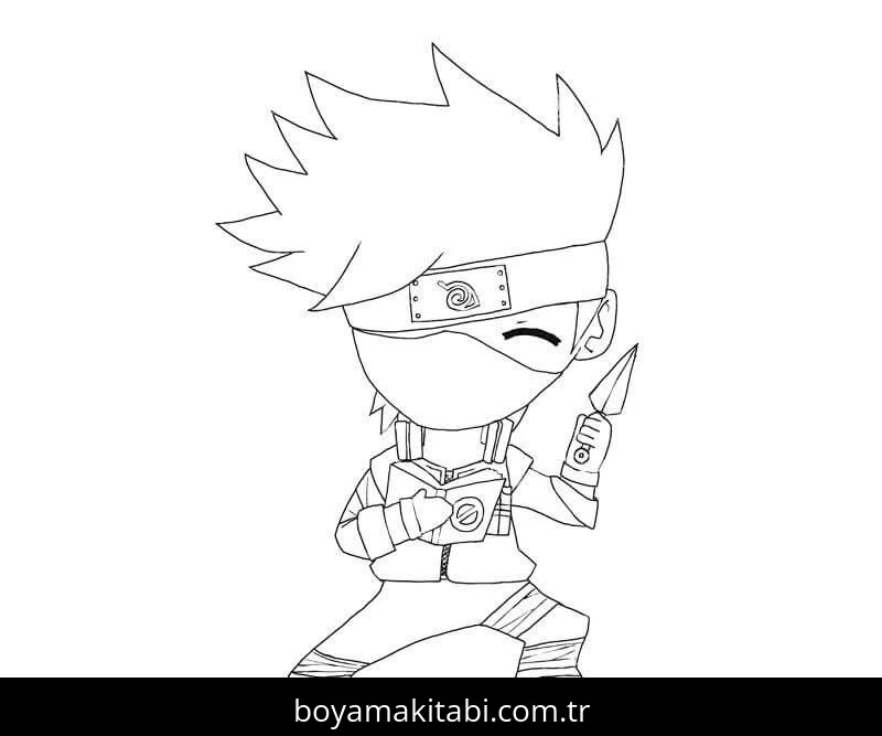 Kakashi Hatake boyama sayfası – eğlenceli etkinlik, el becerilerini geliştirir
