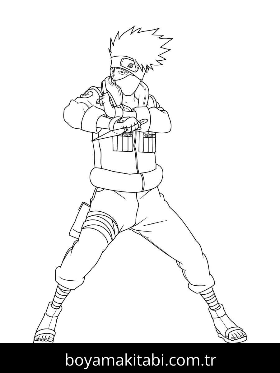 Kakashi Hatake boyama sayfası – çizgi film temalı, basit çizim