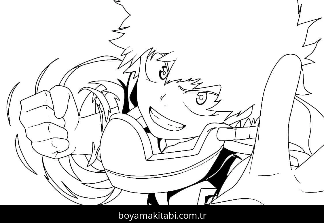 My Hero Academia boyama sayfası #35 – el becerilerini geliştirir, boyama çalışması