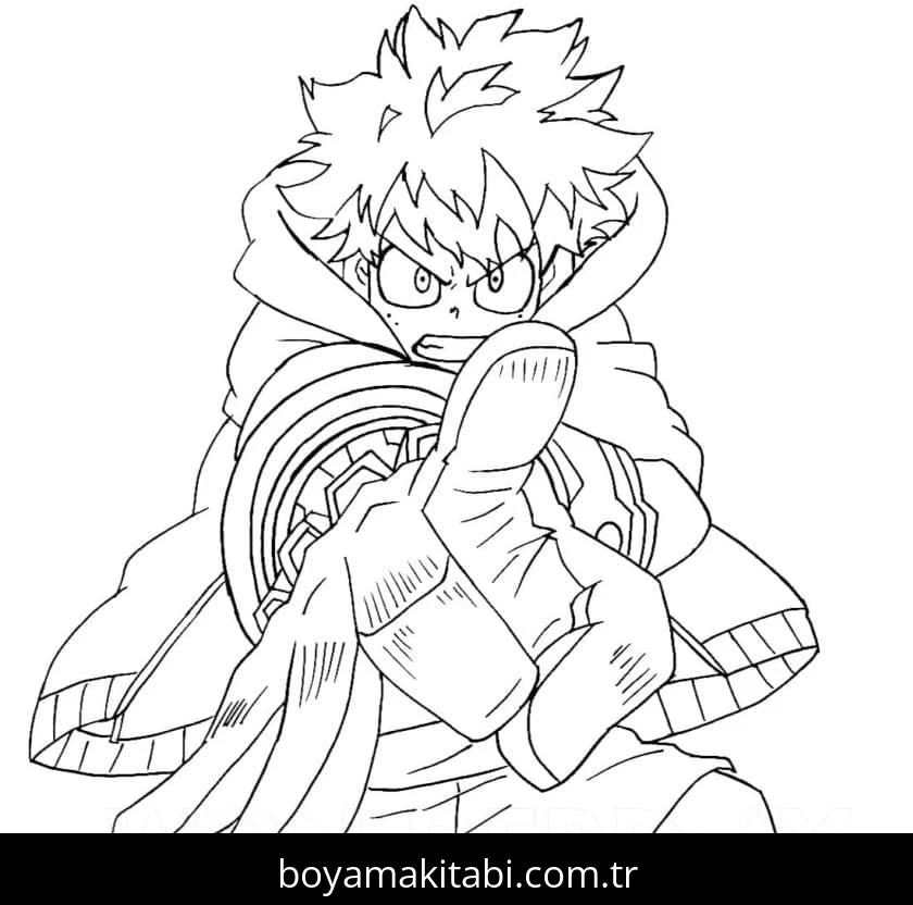 My Hero Academia boyama sayfası #51 – motor becerileri destekler, mürekkep tasarrufu sağlar