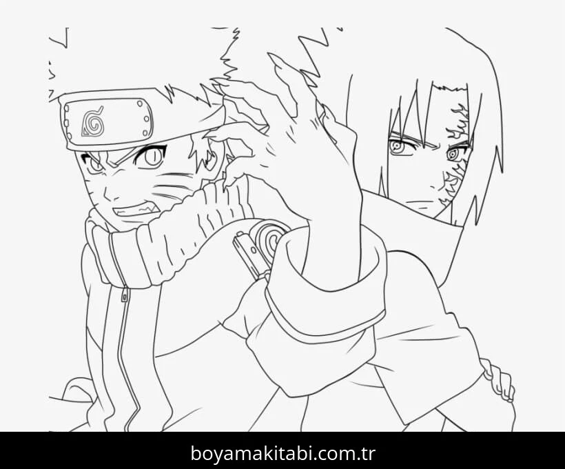 Sasuke Uchiha boyama sayfası – boyama etkinliği, çocuk aktivitesi