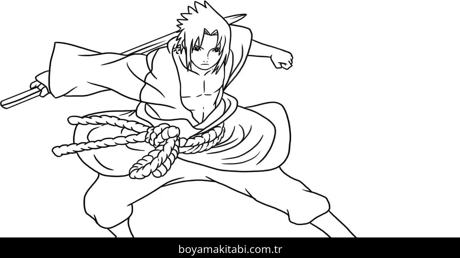 Sasuke Uchiha boyama sayfası – yaratıcılık, eğlenceli etkinlik