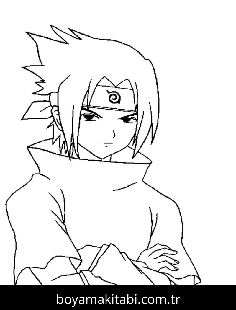 Sasuke Uchiha boyama sayfası – PDF indir, sevimli karakter