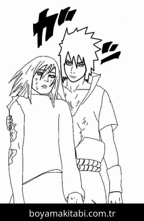 Sasuke Uchiha boyama sayfası – boyama etkinliği, çocuk aktivitesi