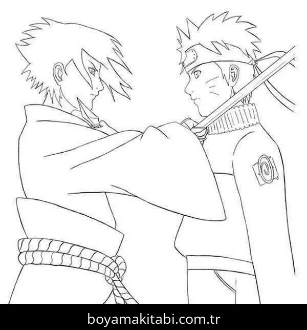 Sasuke Uchiha boyama sayfası – el becerilerini geliştirir, boyama çalışması