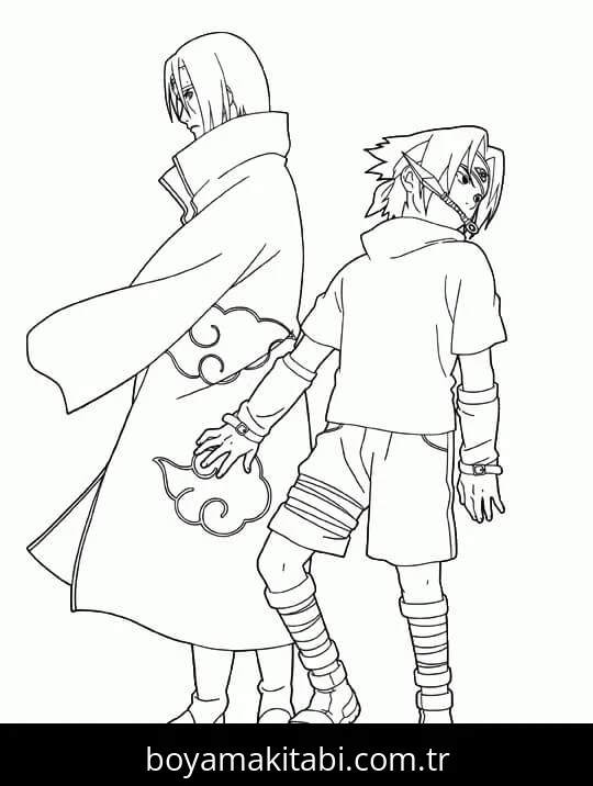 Sasuke Uchiha boyama sayfası – boyama çalışması, yaratıcılığı geliştirir