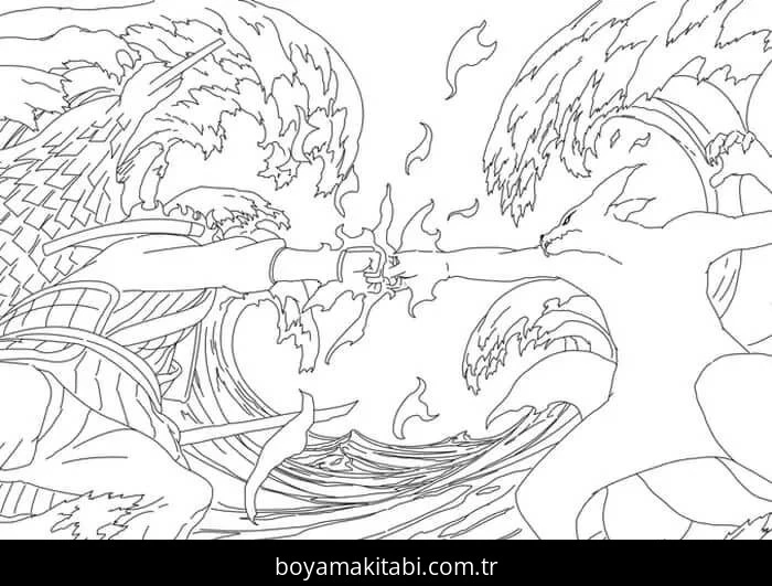 Sasuke Uchiha boyama sayfası – renkli çizimler, okul öncesi