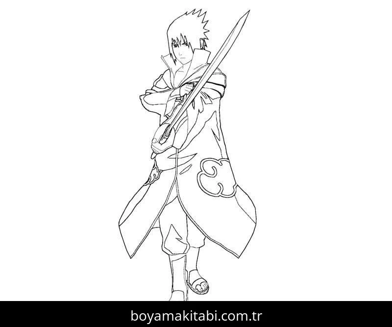 Sasuke Uchiha boyama sayfası – PDF indir, sevimli karakter