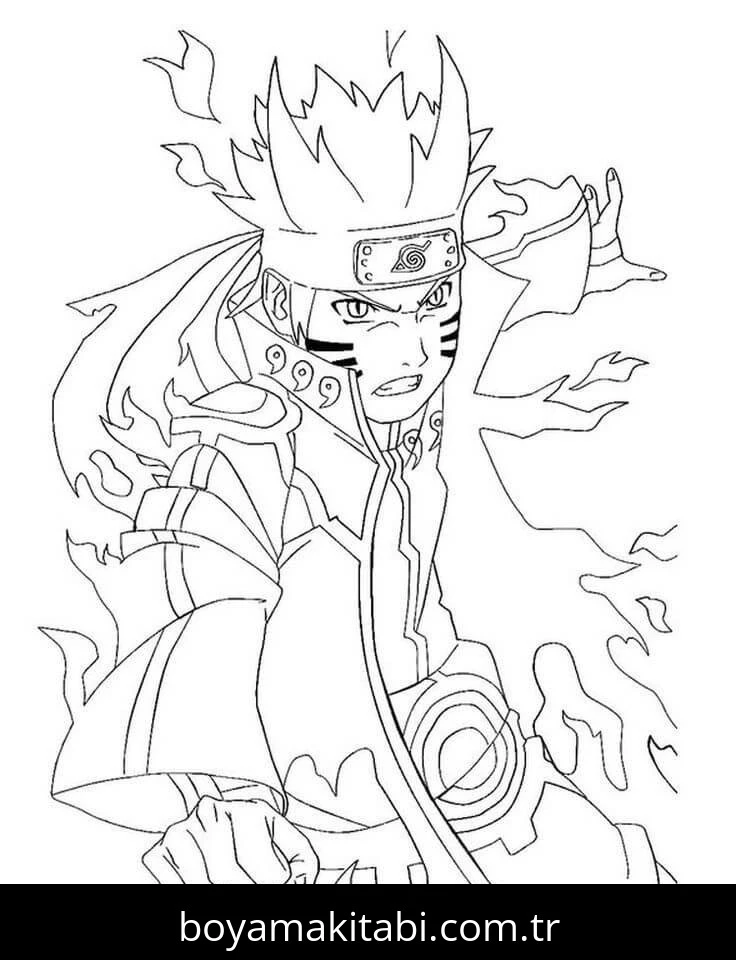 Naruto boyama sayfası – renkli çizimler, okul öncesi