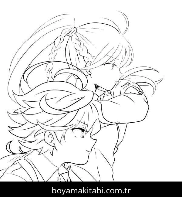 The Promised Neverland boyama sayfası – evde etkinlik, ücretsiz yazdır