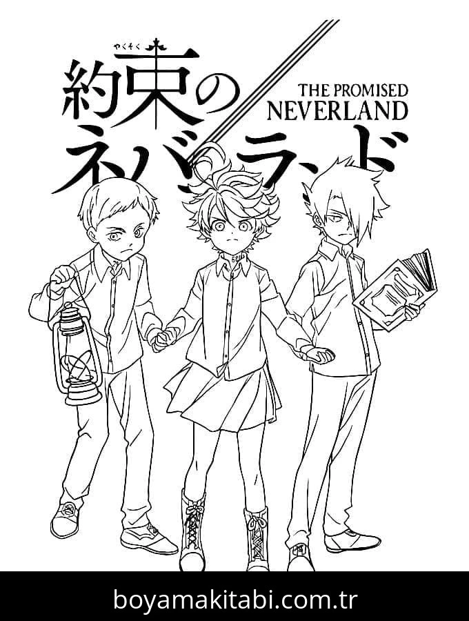 The Promised Neverland boyama sayfası – PDF indir, sevimli karakter