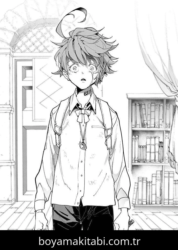 The Promised Neverland boyama sayfası – kolay boyama, eğitici aktivite