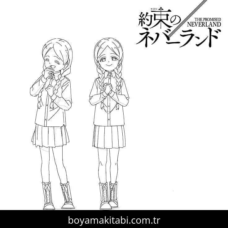 The Promised Neverland boyama sayfası – boyama etkinliği, çocuk aktivitesi