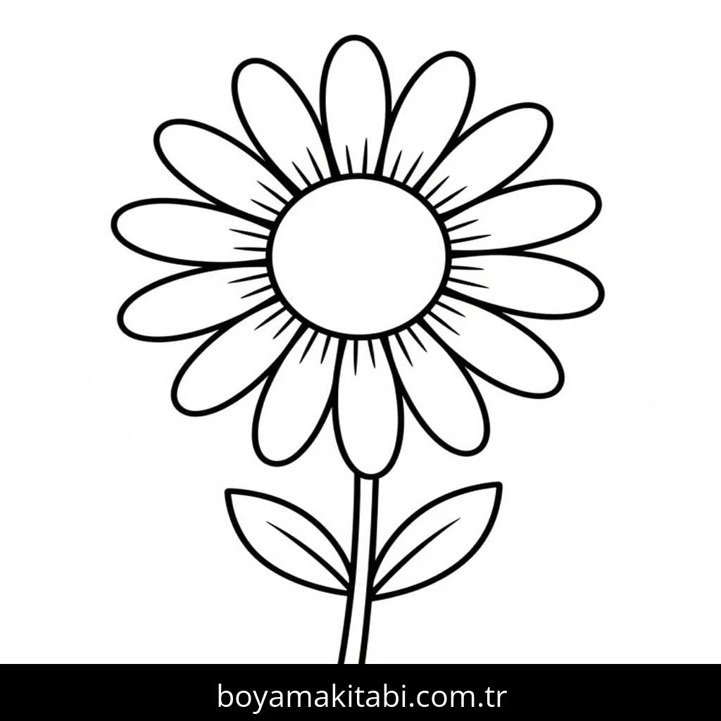 Papatya boyama sayfası – çizgi film temalı, basit çizim