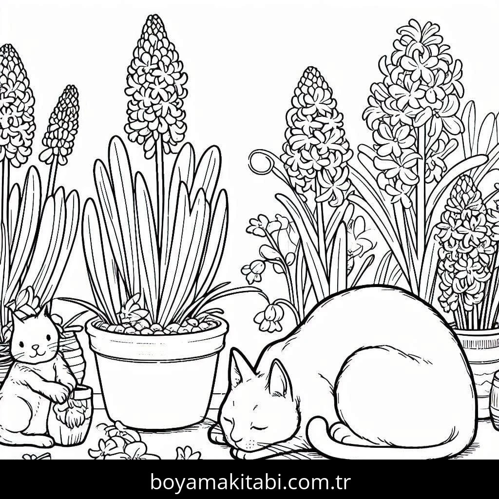 Sümbül boyama sayfası – çocuklar için, çizgi film temalı