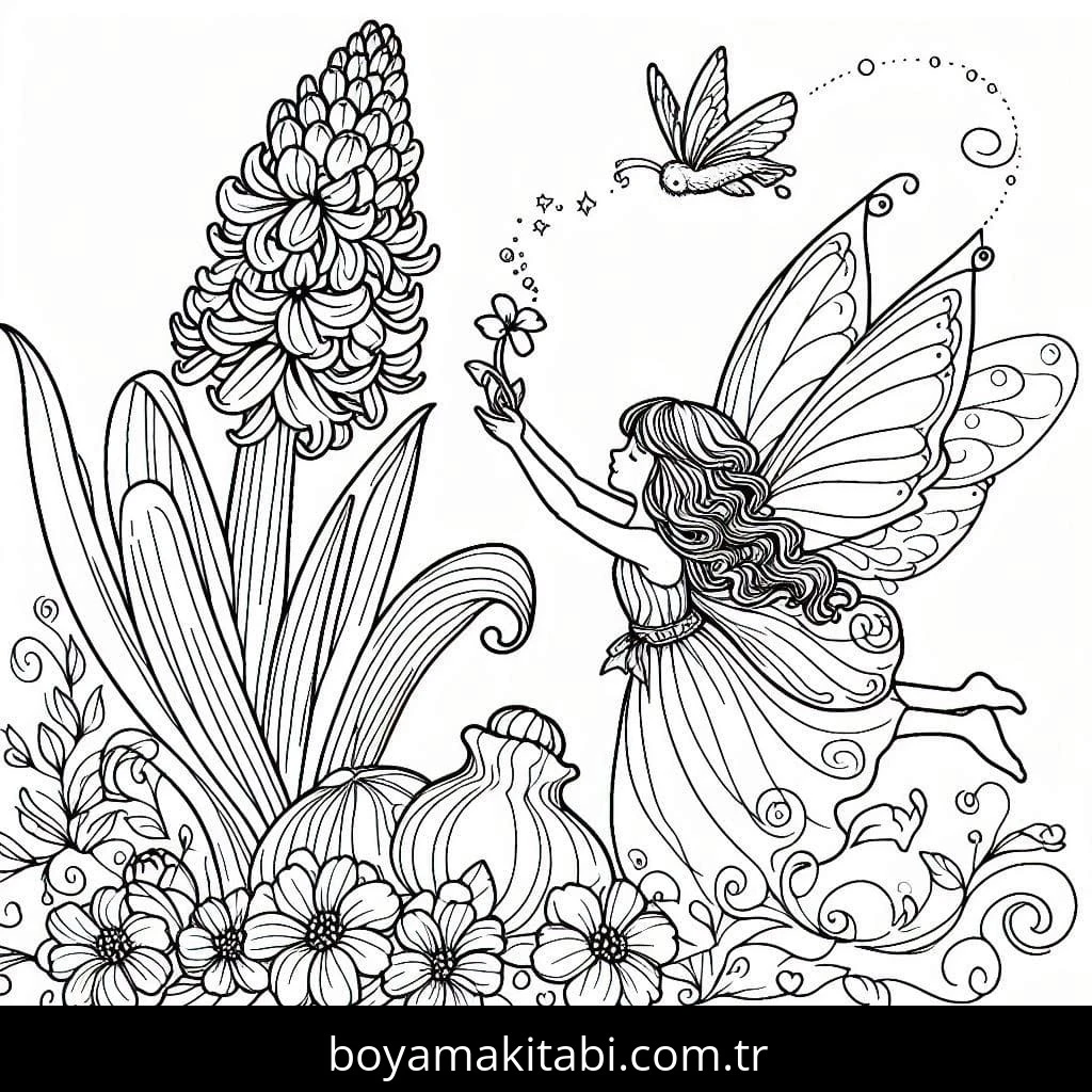 Sümbül boyama sayfası – el becerilerini geliştirir, boyama çalışması