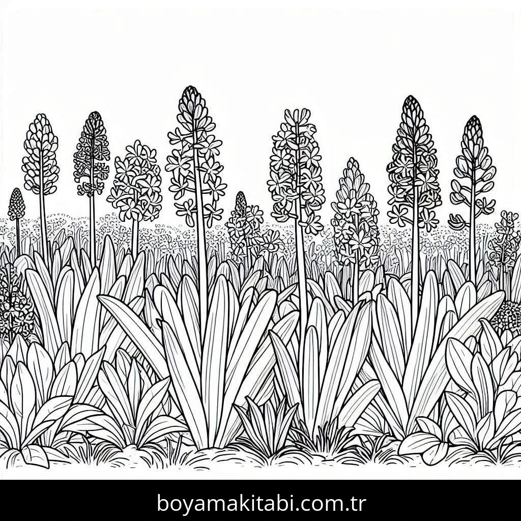 Sümbül boyama sayfası – çocuk aktivitesi, PDF indir